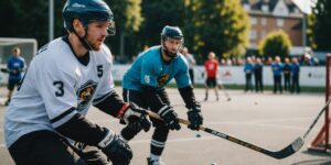 Street Hockey Spieler in Deutschland im Wettkampf